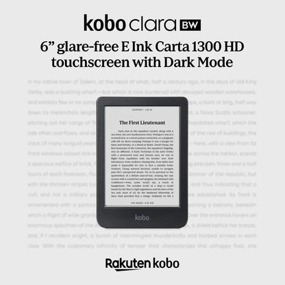 Kobo Clara BW 6" eReader with E-Ink Black & White Carta Display (Black)