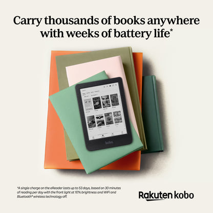 Kobo Clara BW 6" eReader with E-Ink Black & White Carta Display (Black)