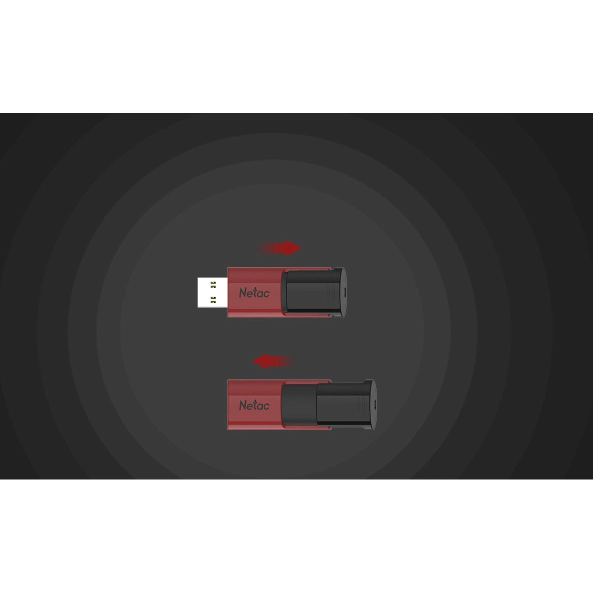 Netac U182 USB 3.0 Flash Drive 128GB UFD Retractable Red/Black