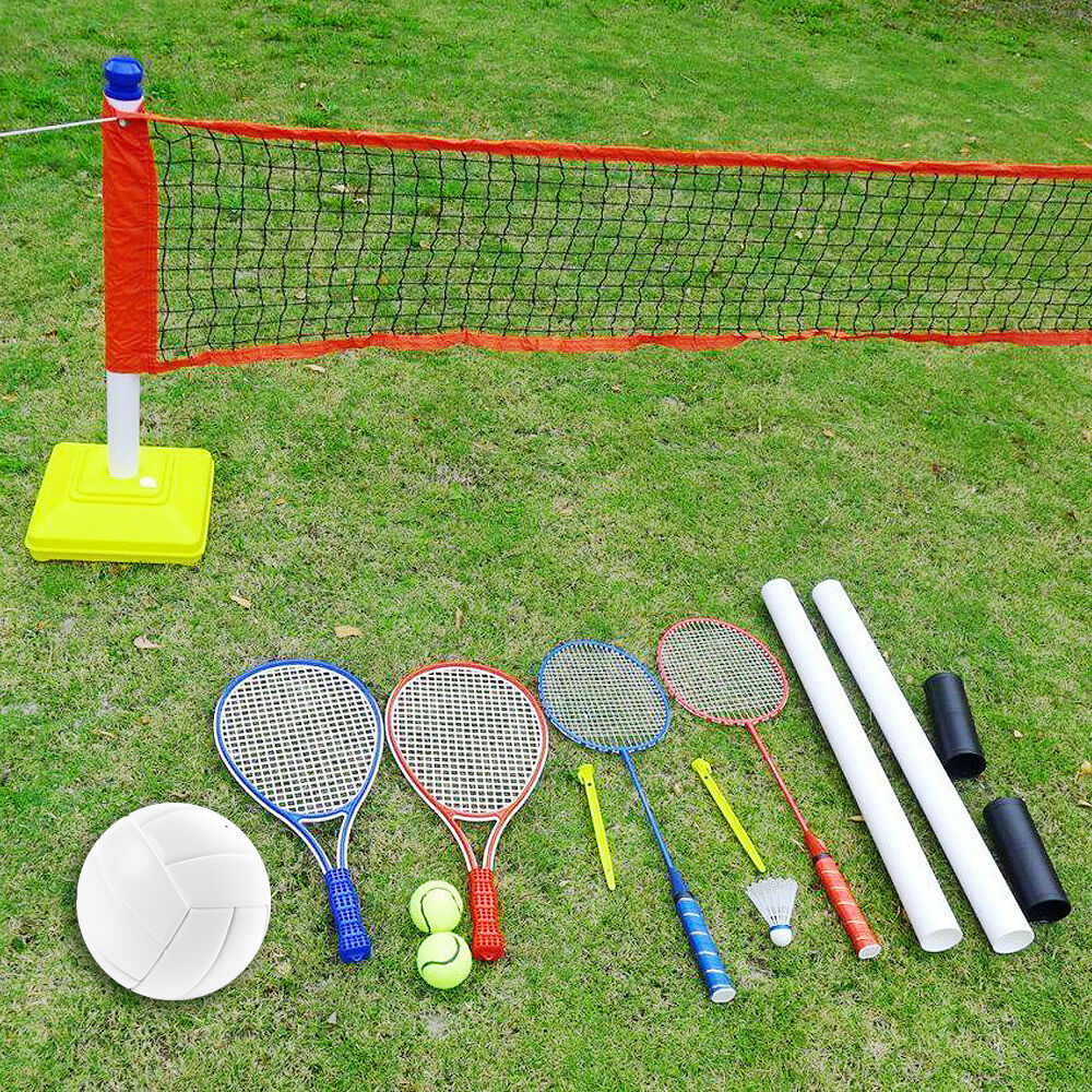 Outdoor-Play 3-in-1 Badminton Volleyball & Tennis Set - Backyard Games for Kids