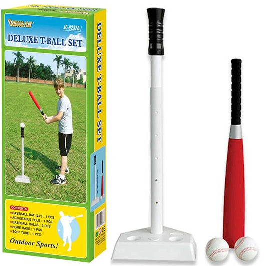 Outdoor-Play Deluxe T-Ball Set - Tee Ball Baseball Softball Bat & Home Base