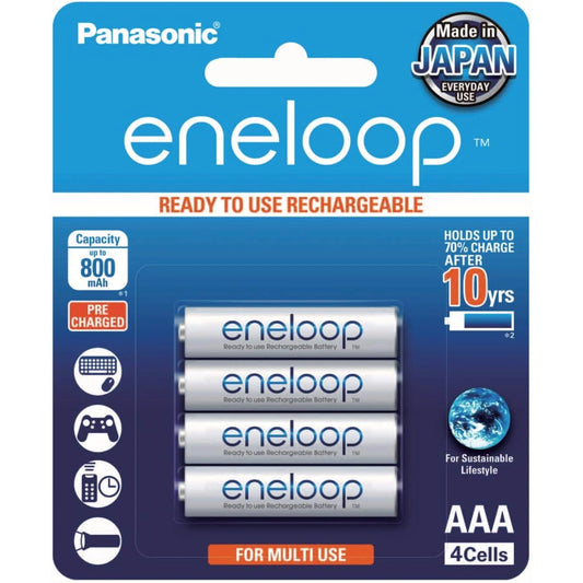Panasonic Eneloop AAA Rechargeable Batteries 800mAh NiMH BK-4MCCE/4BA (4 Pack)
