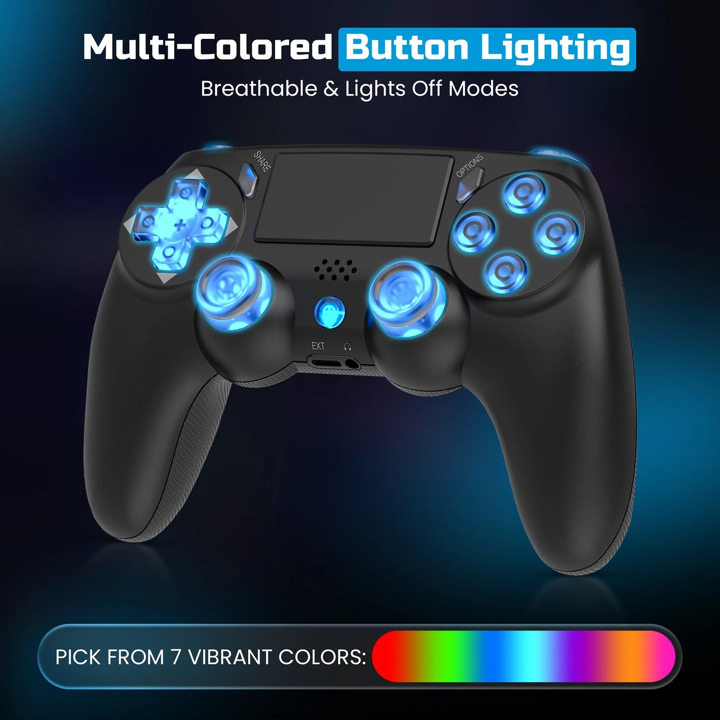 Playmax Wireless RGB Controller V2 for Playstation 4 PS4 & PC Black