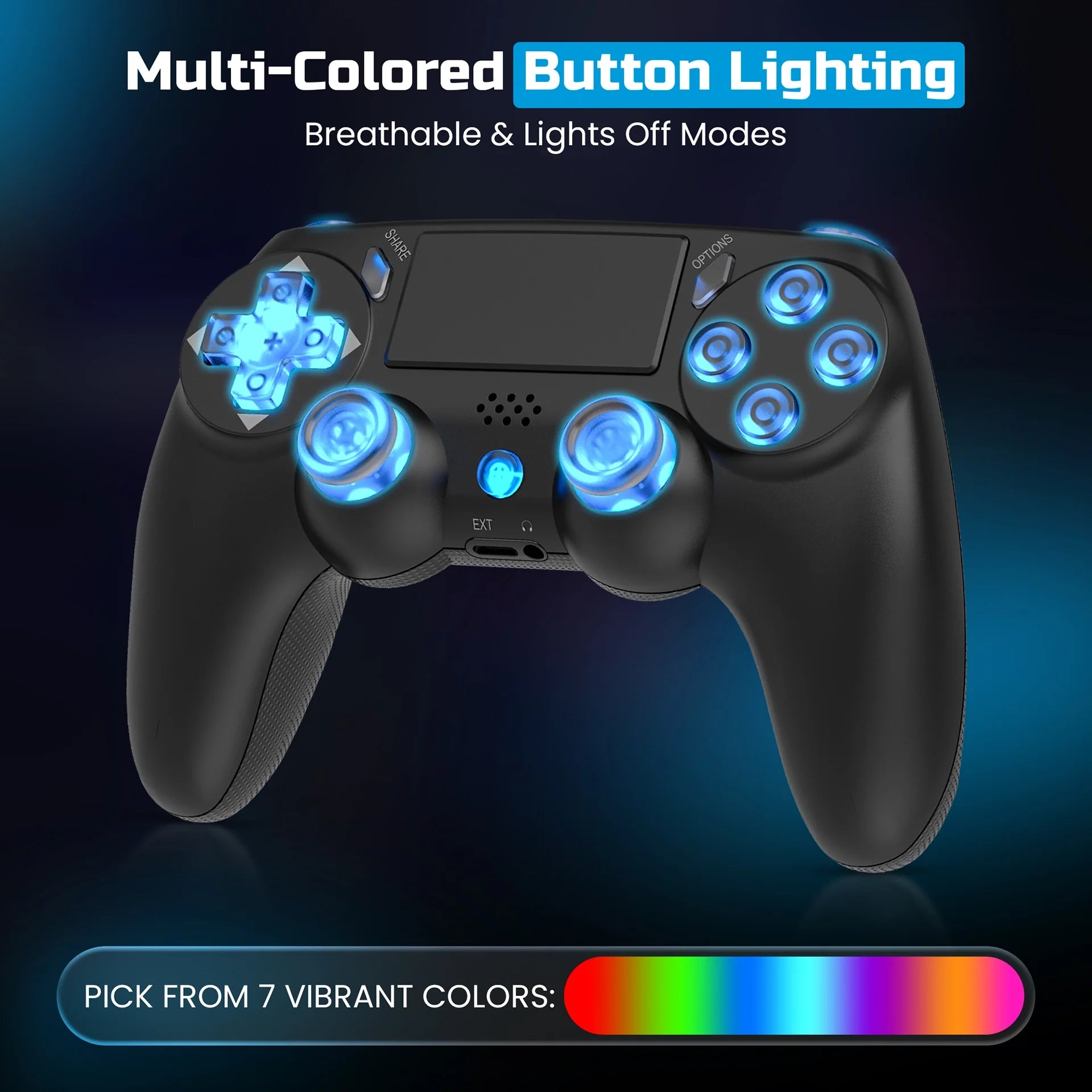 Playmax Wireless RGB Controller V2 for Playstation 4 PS4 & PC Black