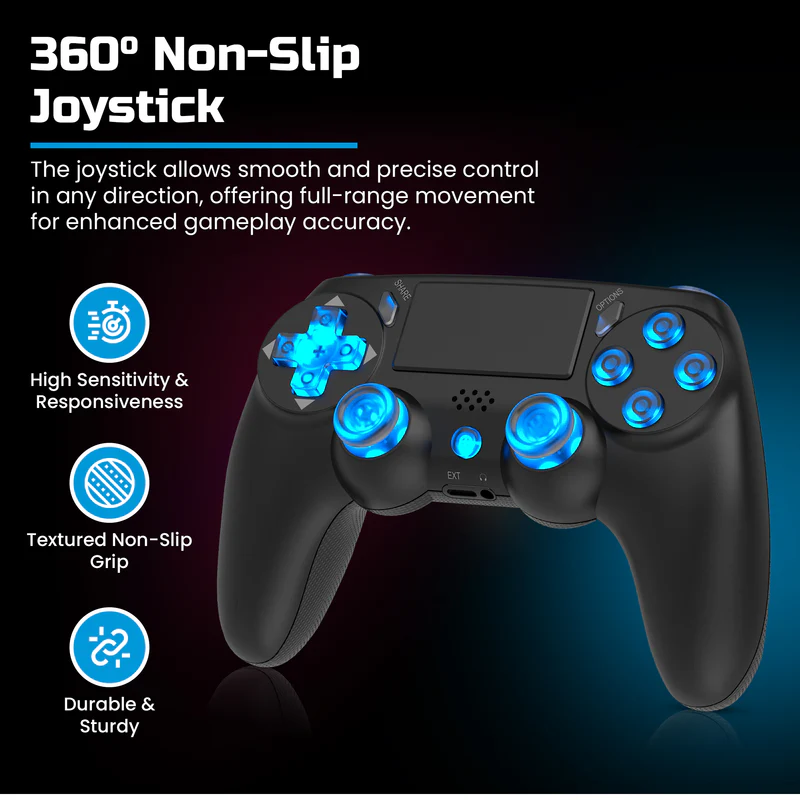 Playmax Wireless RGB Controller V2 for Playstation 4 PS4 & PC Black