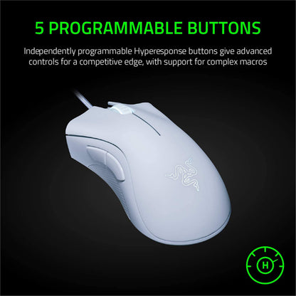 Razer Deathadder Essential White Edition - Ergonomic Wired Gaming Mouse