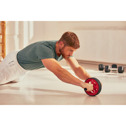 Reebok Abdominal AB Wheel Fitness Training Roller (Black/Red)