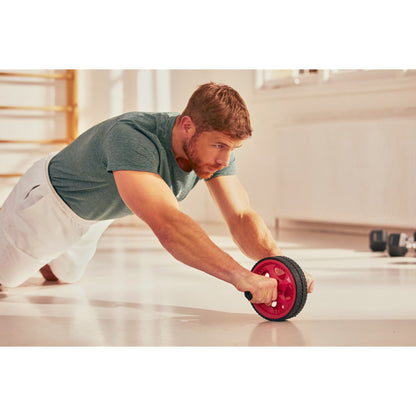 Reebok Abdominal AB Wheel Fitness Training Roller (Black/Red)