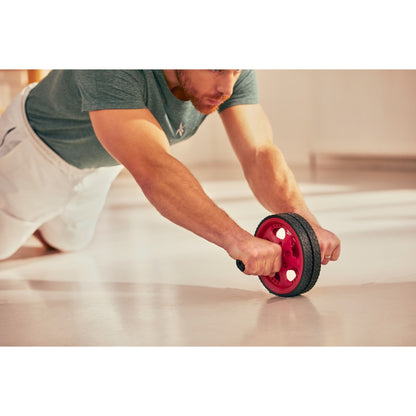 Reebok Abdominal AB Wheel Fitness Training Roller (Black/Red)
