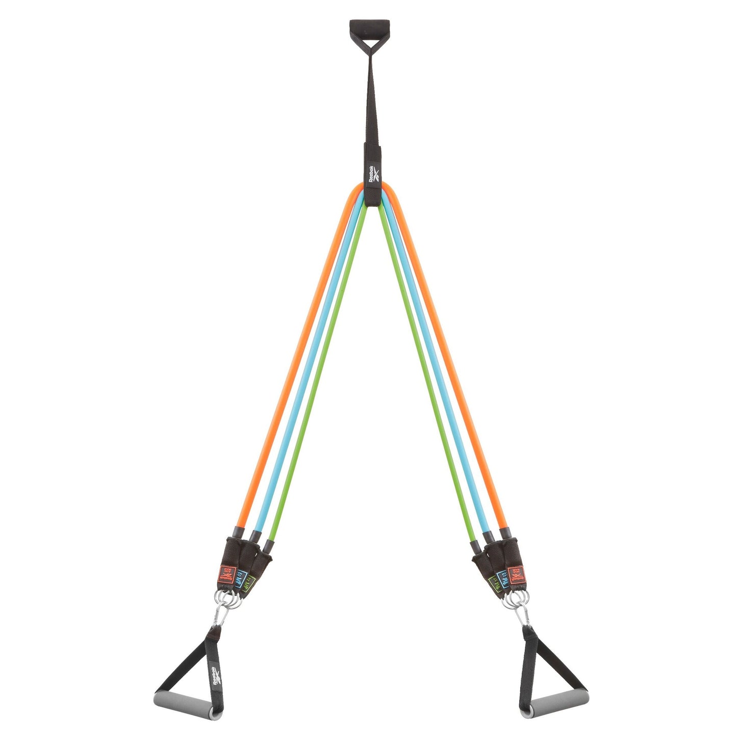 Reebok Resistance Tube Set - Fitness Strength Training Green/Blue/Orange/Black