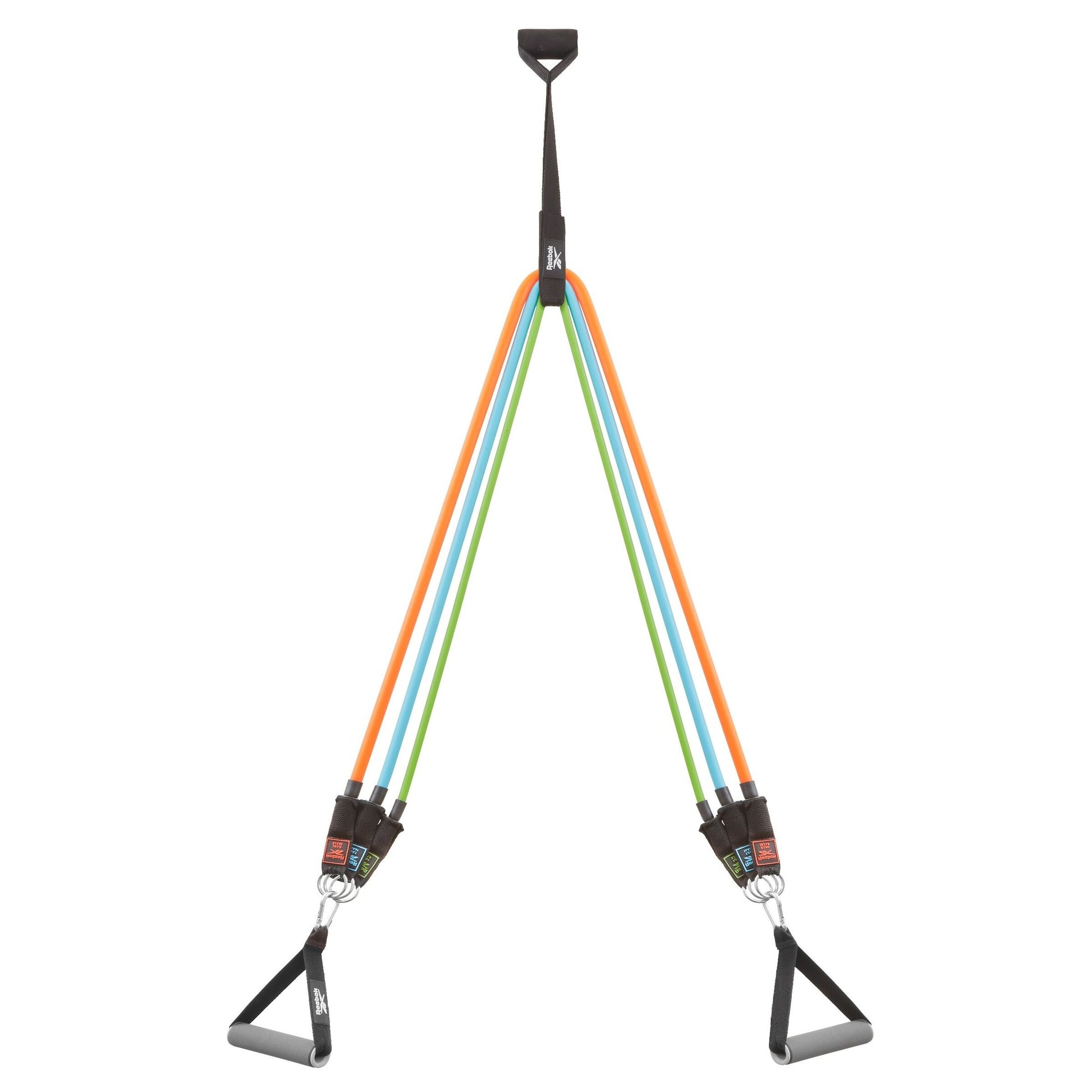 Reebok Resistance Tube Set - Fitness Strength Training Green/Blue/Orange/Black