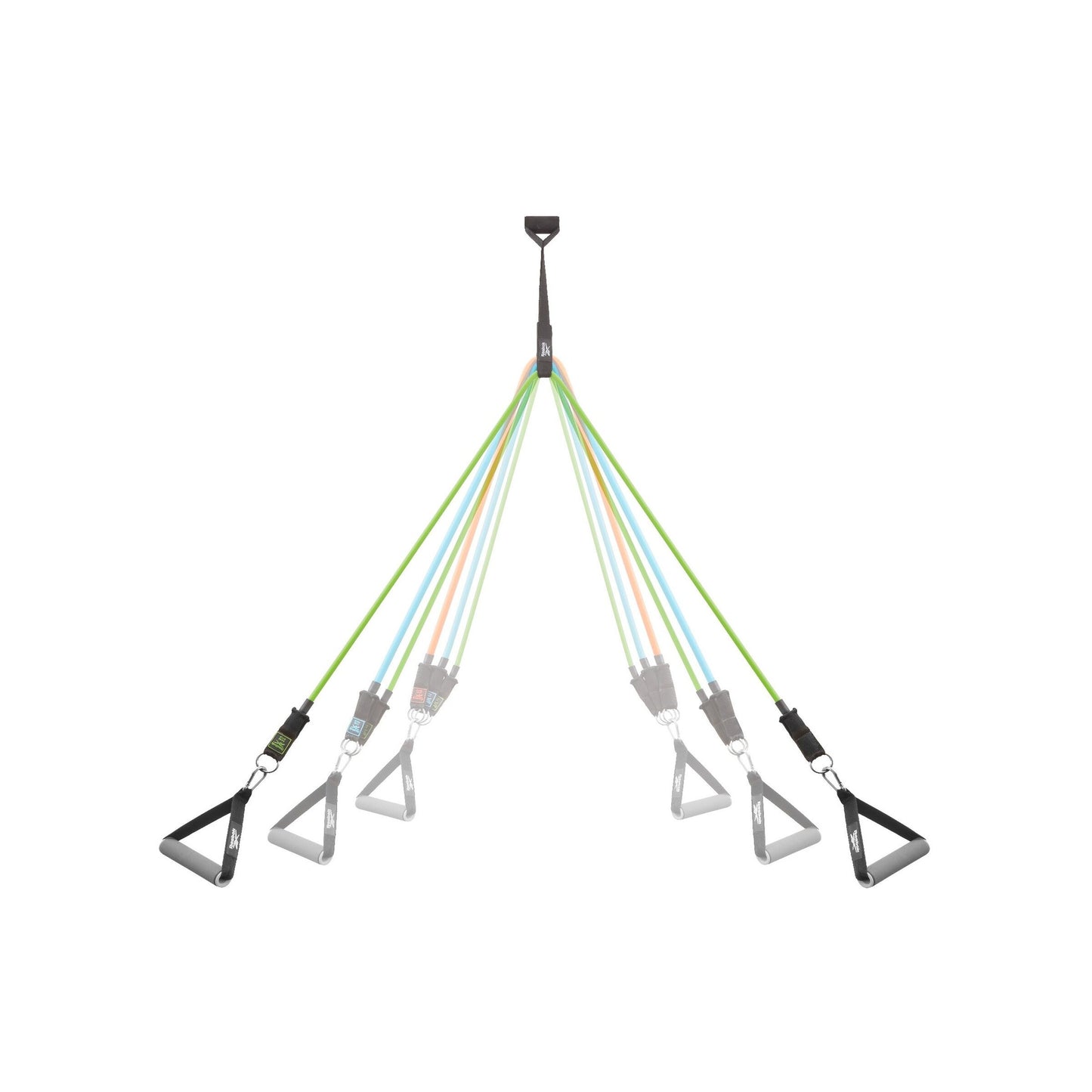 Reebok Resistance Tube Set - Fitness Strength Training Green/Blue/Orange/Black