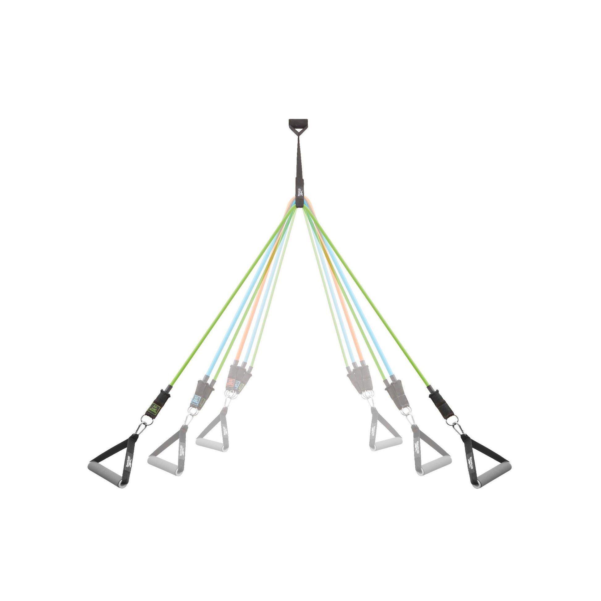 Reebok Resistance Tube Set - Fitness Strength Training Green/Blue/Orange/Black