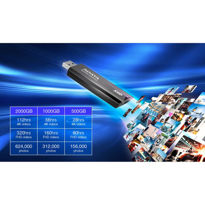 Adata SC610 Retractable USB3.2 Gen 2 | 500GB External SSD | Compatible with PS5 & Xbox Series X|S (5 Years Warranty)