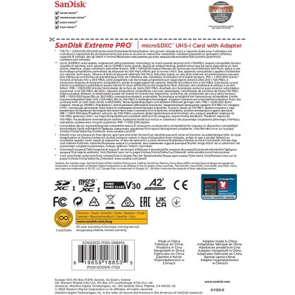 SanDisk Extreme Pro 1TB Micro SDXC SQXCD V30 U3 C10 A2 UHS-I Memory Card