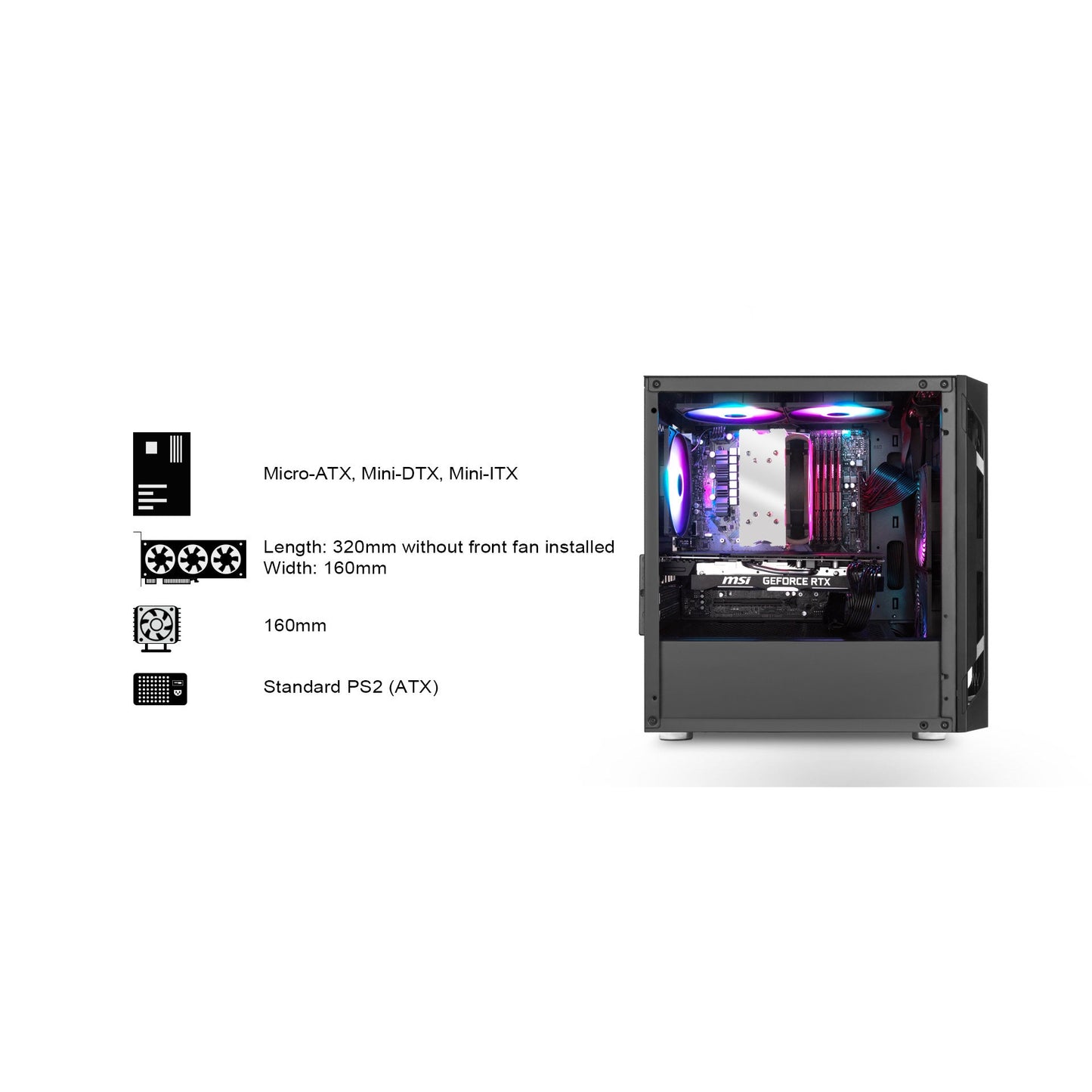 SilverStone Fara H1M PRO mATX Case - Glass Window + ARGB Fans