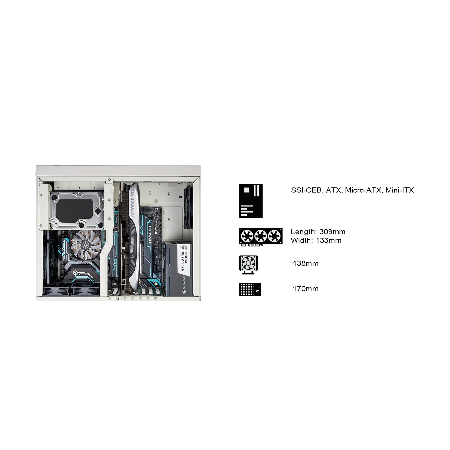 SilverStone FLP01W Retro-inspired HTPC ATX Case (White)