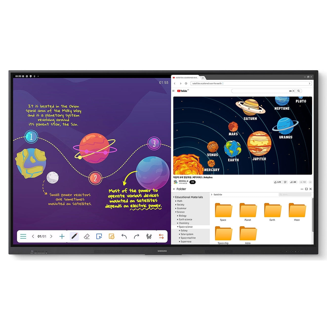 Samsung 65" WAF Series 4K Interactive eBoard Smart Touch Display Touchscreen Panel with Android 14 and EDLA Certification