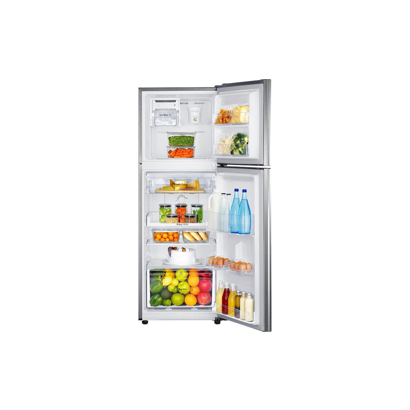 Samsung Refrigerator 236L 3050 TMF with Twist Ice Maker (SR255MLS) - Top Mount Fridge Freezer - Ez Clean Steel (Silver)