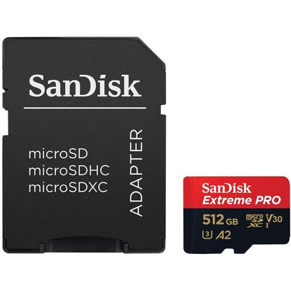 SanDisk Extreme Pro microSDXC 512GB V30 U3 C10 A2 UHS-I Memory Card