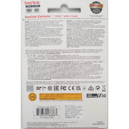 SanDisk Extreme 128GB SDXC Memory Card | C10 V30 U3 UHS-I