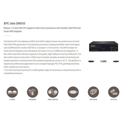 Shuttle XPC DH610 LGA1700 DDR4 M.2 Slim Computer Barebone PC