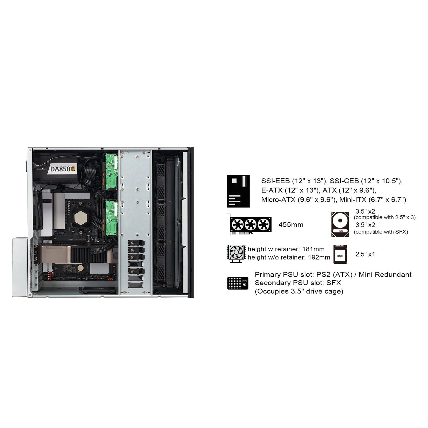 SilverStone RM51 5U Rackmount Server Chassis Case SST-RM51 (Black)