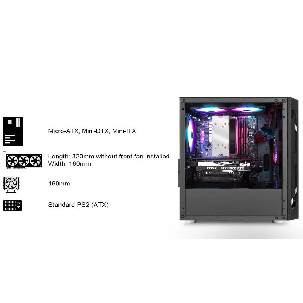 SilverStone Fara H1M mATX Gaming PC Case SST-FAH1MB-G - Tempered Glass Black