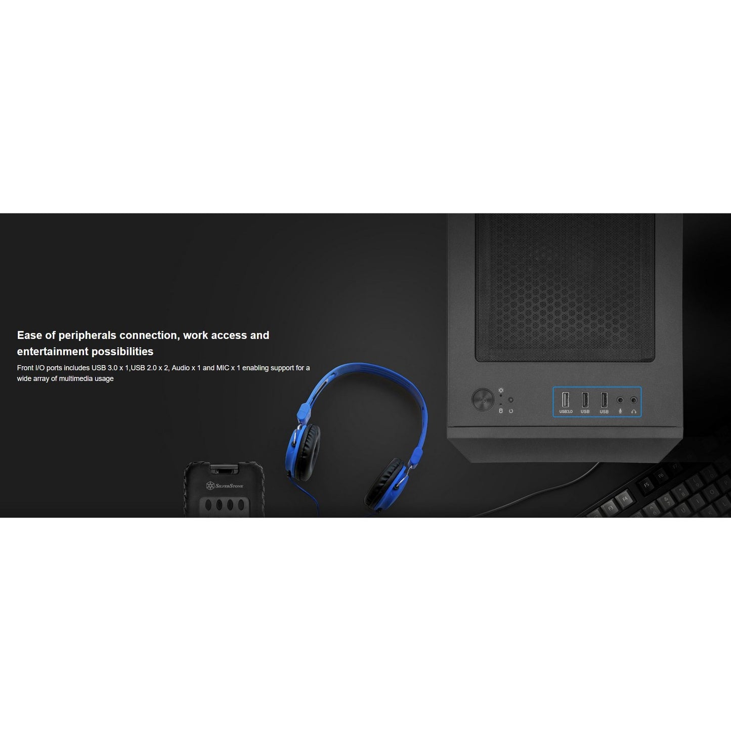 SilverStone Fara H1M mATX Gaming PC Case SST-FAH1MB-G - Tempered Glass Black