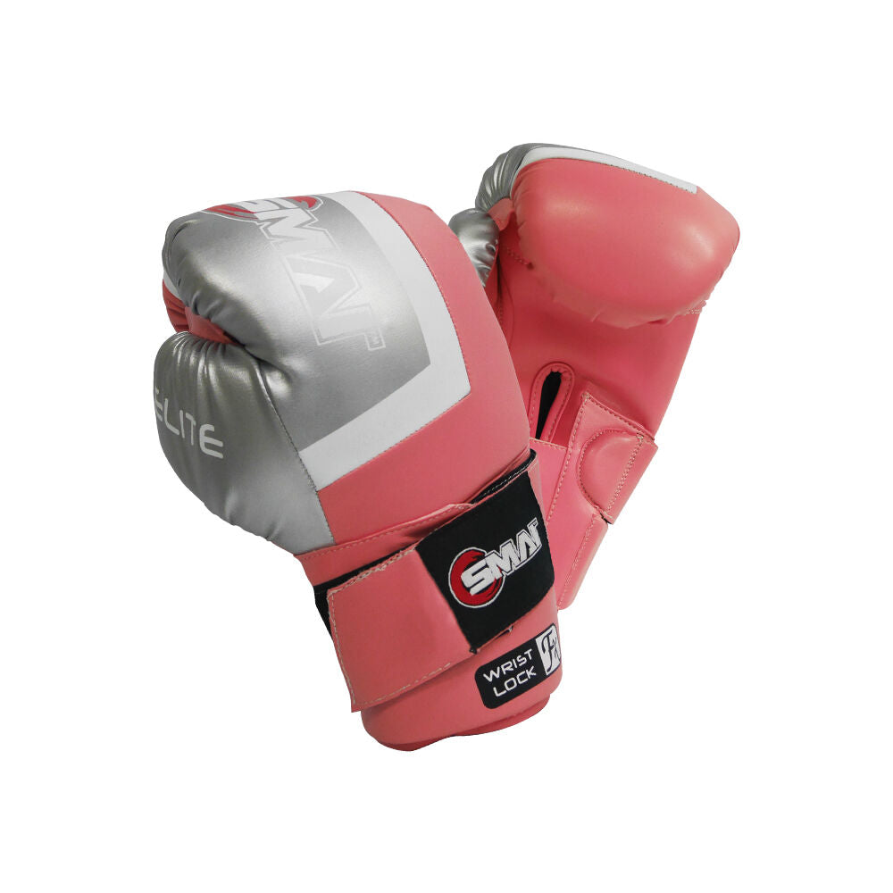 Smai Elite Pro Boxing Gloves Pink/Silver/White - Combat Sports Glove