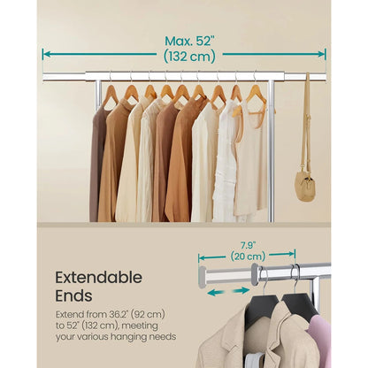 Songmics Heavy-Duty Metal Garment Rack Clothes Clothing Steel Rack with Wheels (Silver)