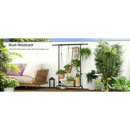 Songmics Heavy-Duty Metal Garment Rack Clothes Clothing Steel Rack with Wheels (Silver)