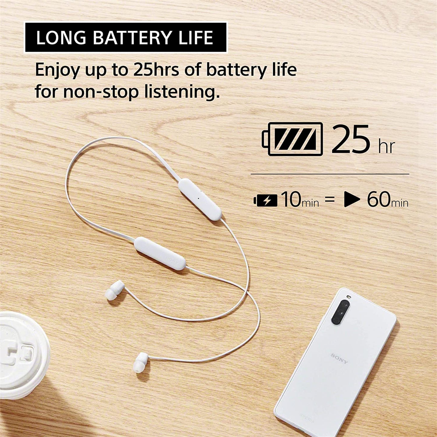 Sony WI-C100B Wireless In-Ear Headphones (Black)