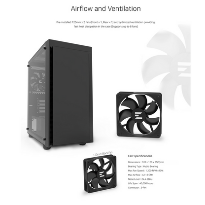 Zalman T3 Plus mATX Mini Tower PC Case with Tempered Glass Side Panel (Black)