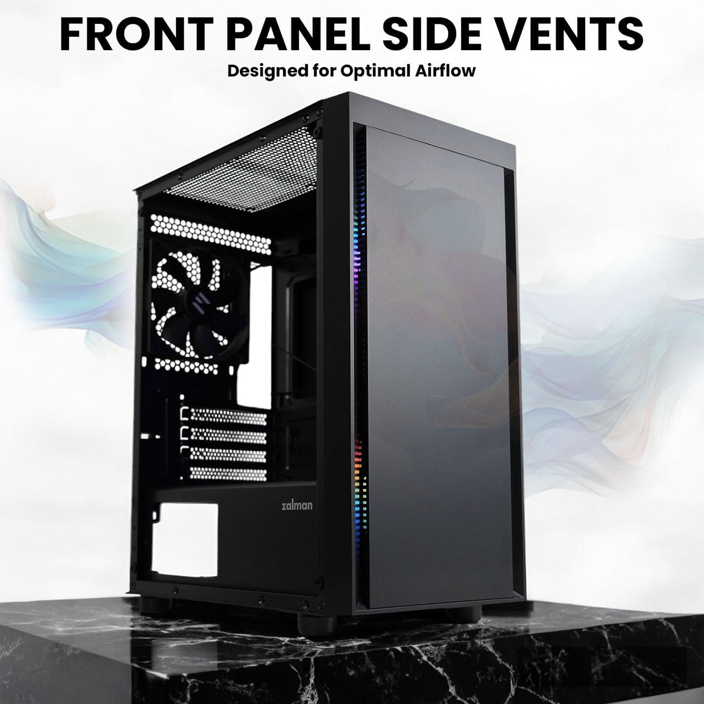 Zalman T3 Plus mATX Mini Tower PC Case with Tempered Glass Side Panel (Black)