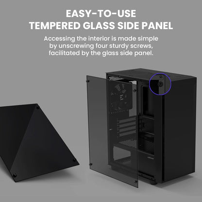 Zalman T3 Plus mATX Mini Tower PC Case with Tempered Glass Side Panel (Black)