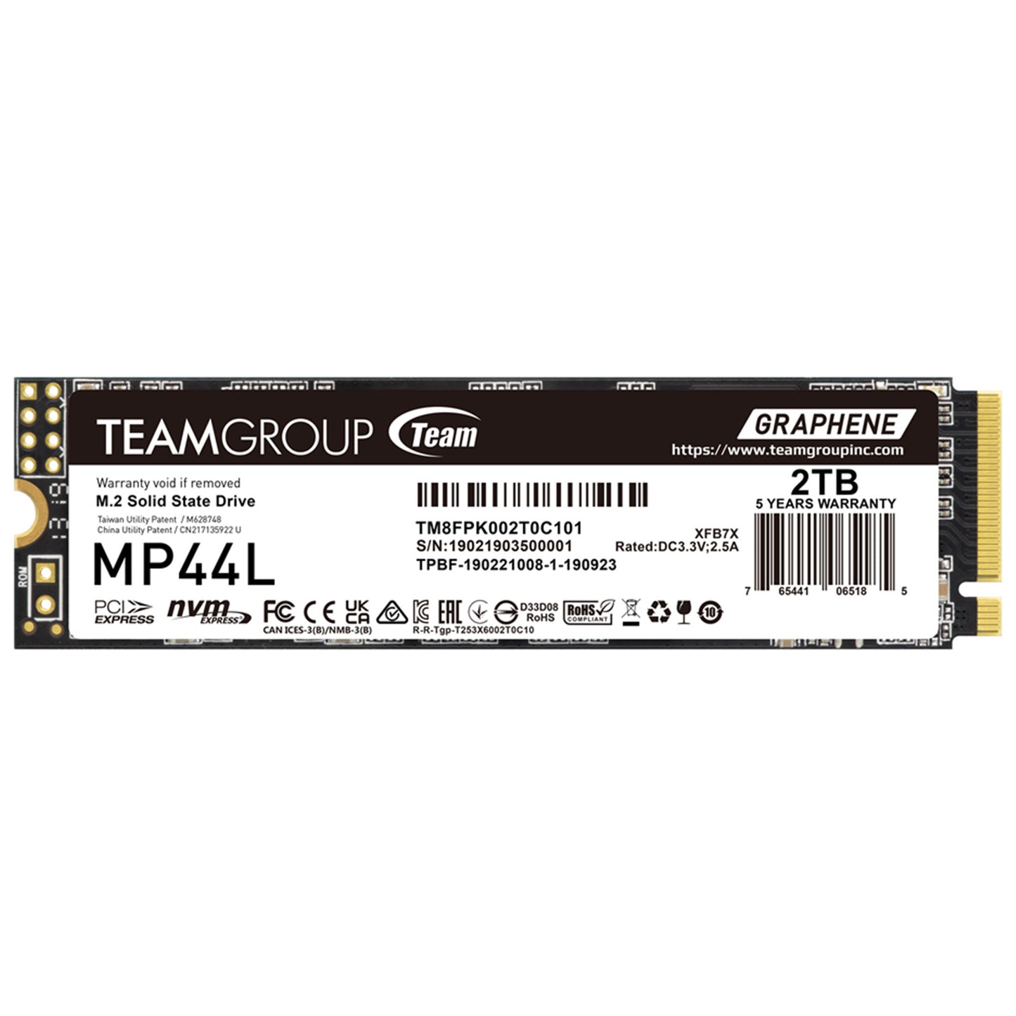 TeamGroup 2TB SSD MP44L SLC Cache NVME 1.4 PCIE Gen4x4 M.2 2280 R/W 4800/4400 MB/s