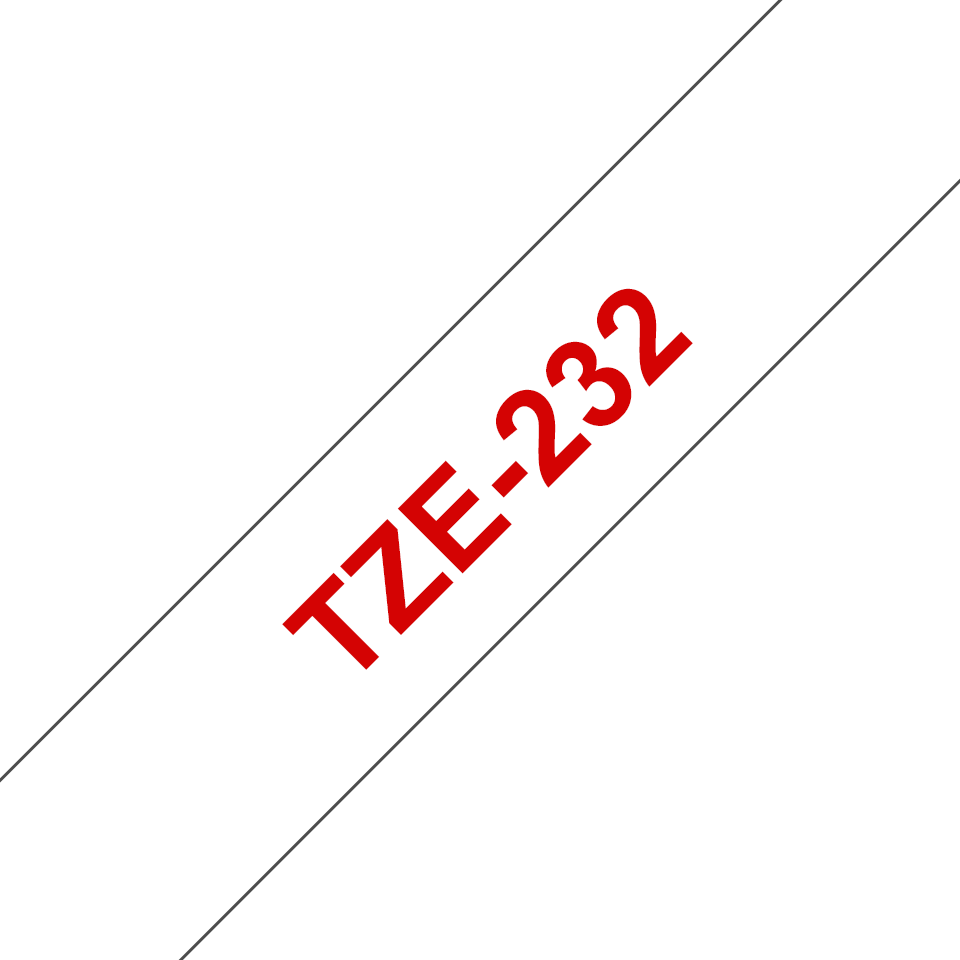 Brother TZe-232 12mm x 8m Red on White Tape