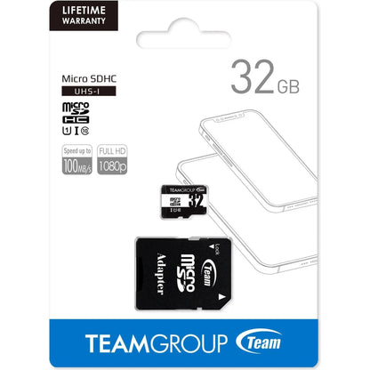 TeamGroup Team Micro SDHC 32GB UHS-I U1 C10 Class 10 Memory Card Black-White