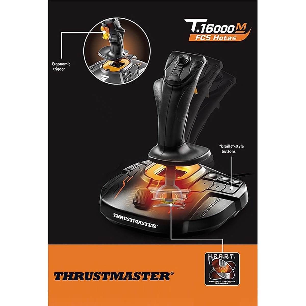 Thrustmaster T.16000M FCS joystick with H.E.A.R.T HallEffect technology and magnetic sensors
