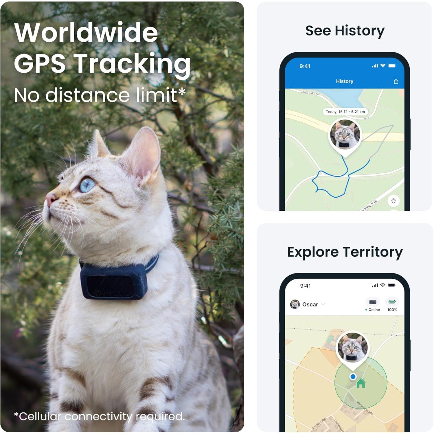 Tractive Cat Mini GPS Tracker Midnight Blue | Subscription Required