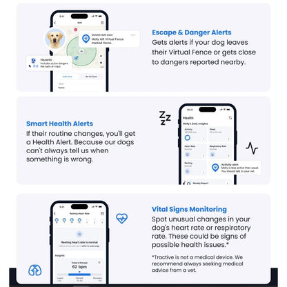 Tractive Dog 6 GPS Tracker Black for Dogs | Subscription Required