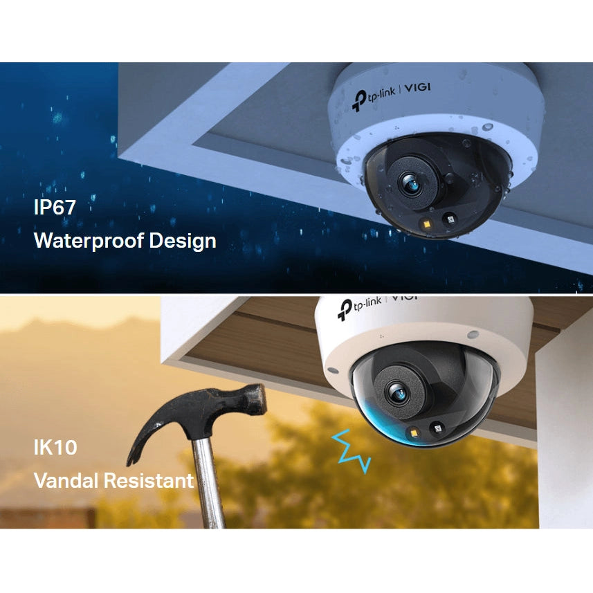 TP-Link VIGI C250 3K/5MP Outdoor Dome POE IP Camera Full Colour 4mm Lens