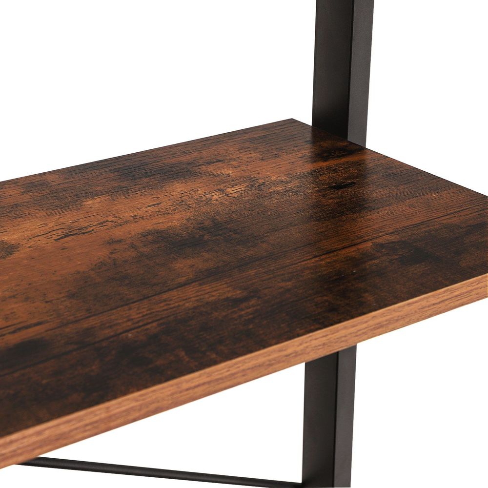 Vasagle 5-Tier Ladder Shelf Bookshelf Bookcase Storage Rack with Steel Frame (Ink Black & Rustic Brown)