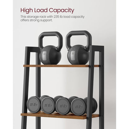 Vasagle 5-Tier Ladder Shelf Bookshelf Bookcase Storage Rack with Steel Frame (Ink Black & Rustic Brown)