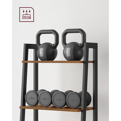 Vasagle 5-Tier Ladder Shelf Bookshelf Bookcase Storage Rack with Steel Frame (Ink Black & Rustic Brown)