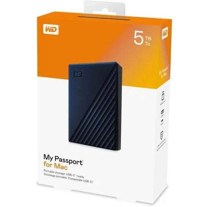 WD My Passport 5TB for Apple Mac USB 3.0 Portable External HDD Midnight Blue