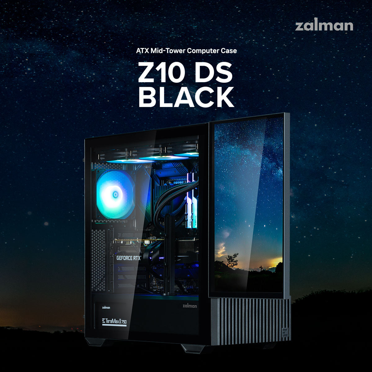 Zalman Z10 DS Black ATX Mid Tower Case 1x120mm ARGB with LCD Screen