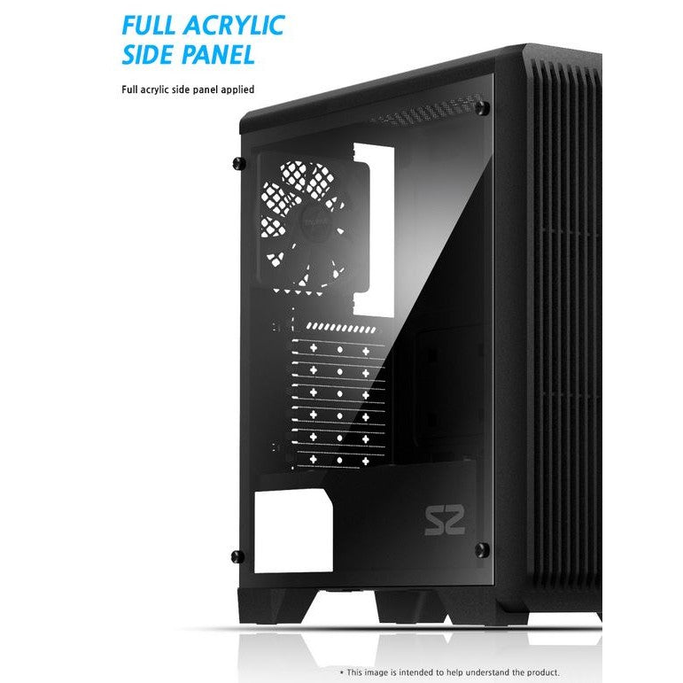 Zalman S2 ATX Mid-Tower PC Case with Acrylic Side Panel Window Black
