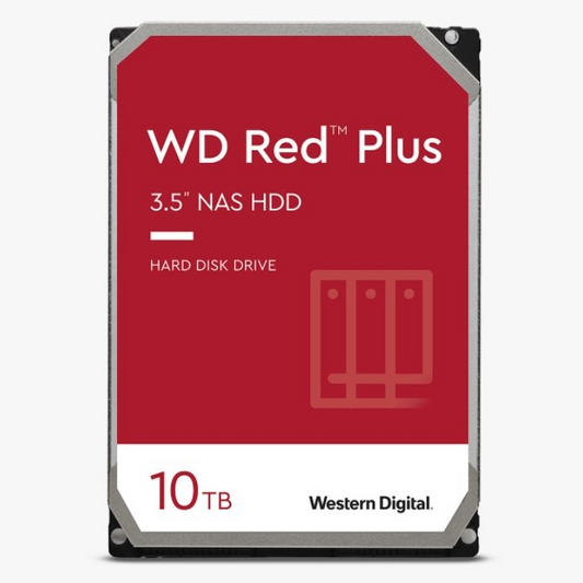 WD Red Plus 10TB Internal HDD 3.5" NAS SATA 256MB Cache 7200rpm 3 Years Warranty
